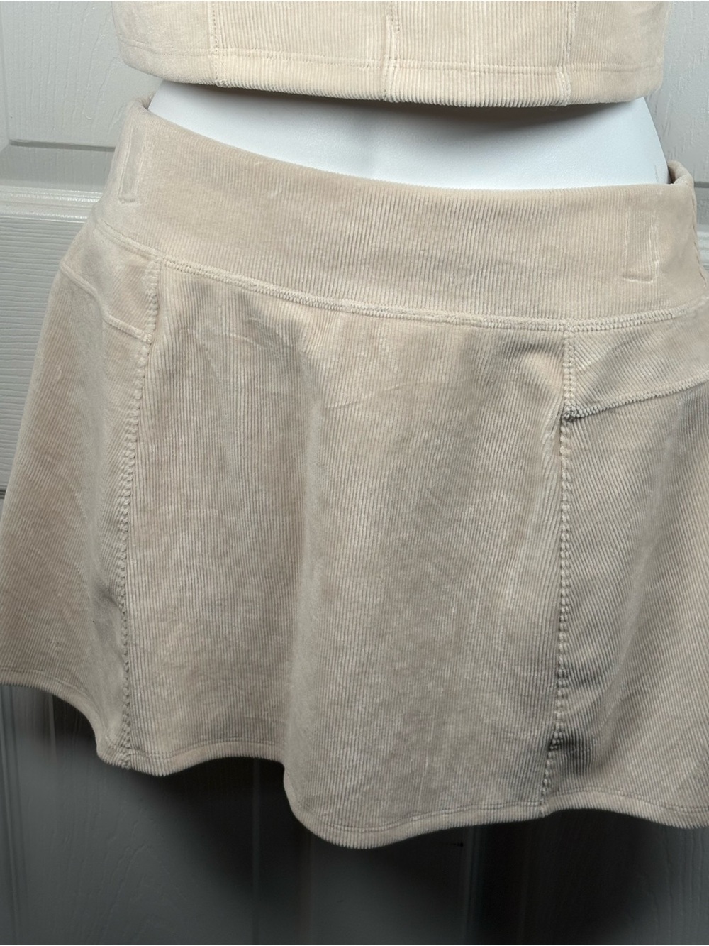 OFFLINE Beige Cropped Corduroy Tank Mini Dress Set - Neutral Two-Piece A225 - Picture 6 of 13
